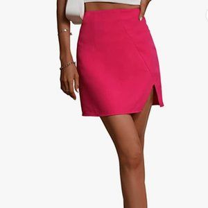NEW SHEIN SPLIT HEM ZIPPER MINI SKIRT HOT PINK SIZE S
